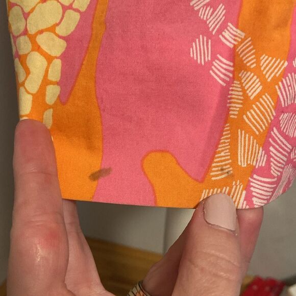 Lilly Pulitzer Pink & Orange Bella Giraffe Lace Inset Yoke Neck Mini Dress Sz 4 - Picture 5 of 9